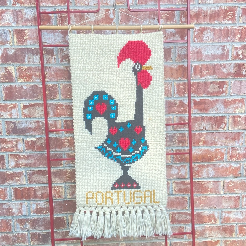 Vintage Portugal Rooster Textile Wall Hanging Folk Art - Picture 9 of 14